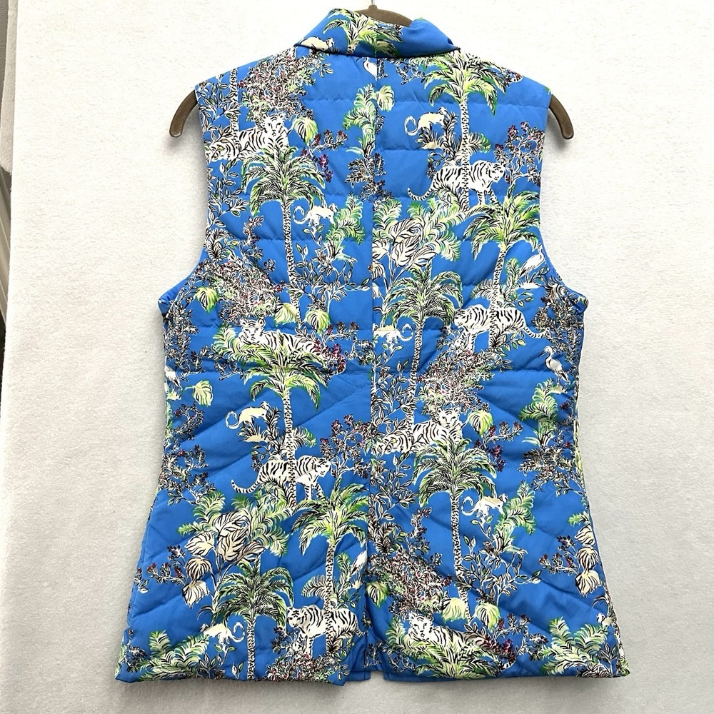Lilly Pulitzer Deanne Vest M Medium Down Puffer Reversible Thistle Tiger Queen - Picture 8 of 13
